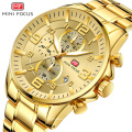 MINI FOCUS 0278 G Quartz Chronograph Fashion Sports NEW Arrival Top Brand Luxury Royal Golden Men Watch Luminous Watches